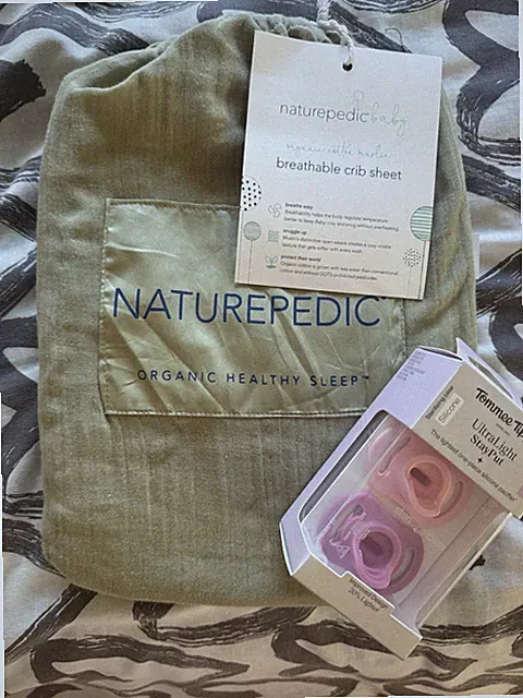 Bundle! Nature Pedic Crib Sheet + Tomee Tippee Pacifier Set Of 2