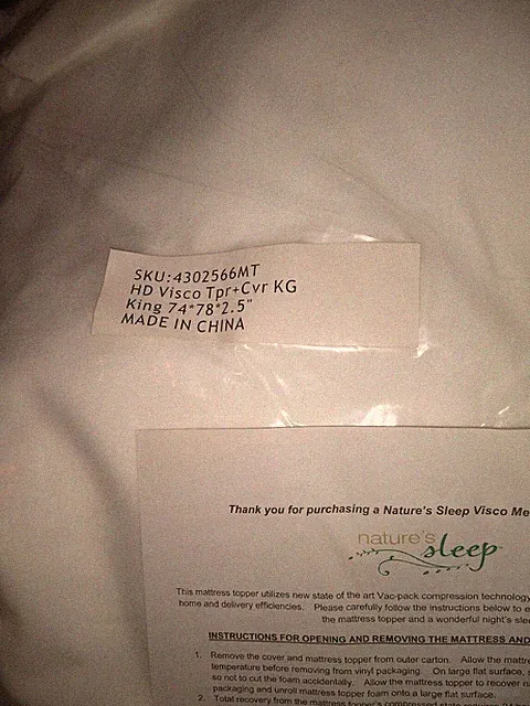 Nature Sleep 2.5" HD Visco Memory Foam Topper + Cover King 65% OFF