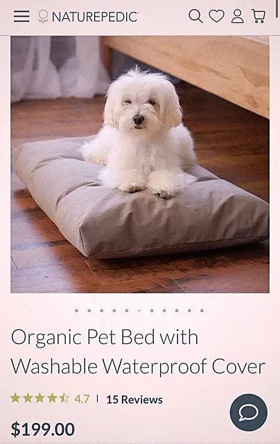 Naturepedic Organic LARGE Pet Bed with waterproof cover 36 inch NEW